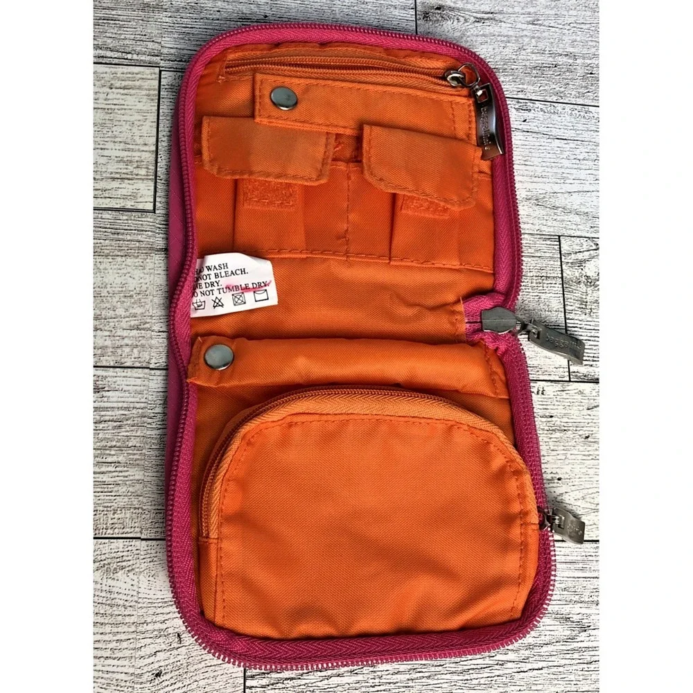 Baggallini Folding Nylon Jewelry Zip Around Travel Organizer Case Square EUC